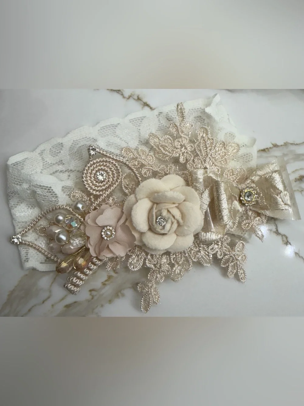 Ropon Beaded Babtism Dress with Floral Sash, Bonnet, Headband, and  Storage bag